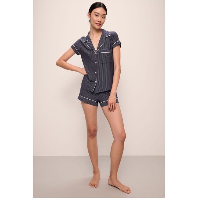 Gisele Printed TENCEL Modal Shortie Short PJ Set, DUO STRIPES TRUE NAVY/IVORY