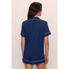 Gisele TENCEL Modal Relaxed Short PJ Set, NAVY/IVORY - Pajamas - 3