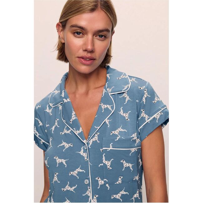 Gisele Printed TENCEL Modal Shortie Short PJ Set, DALAMATIAN FADED DENIM/IVORY - Pajamas - 2