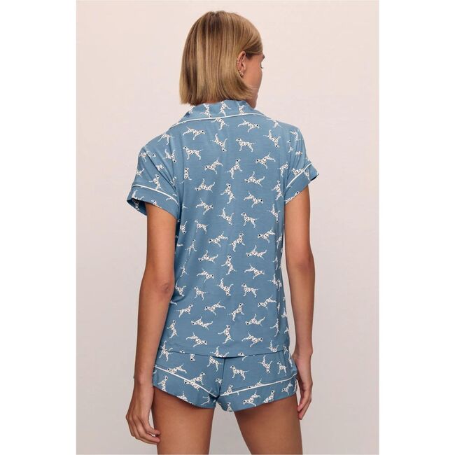 Gisele Printed TENCEL Modal Shortie Short PJ Set, DALAMATIAN FADED DENIM/IVORY - Pajamas - 3