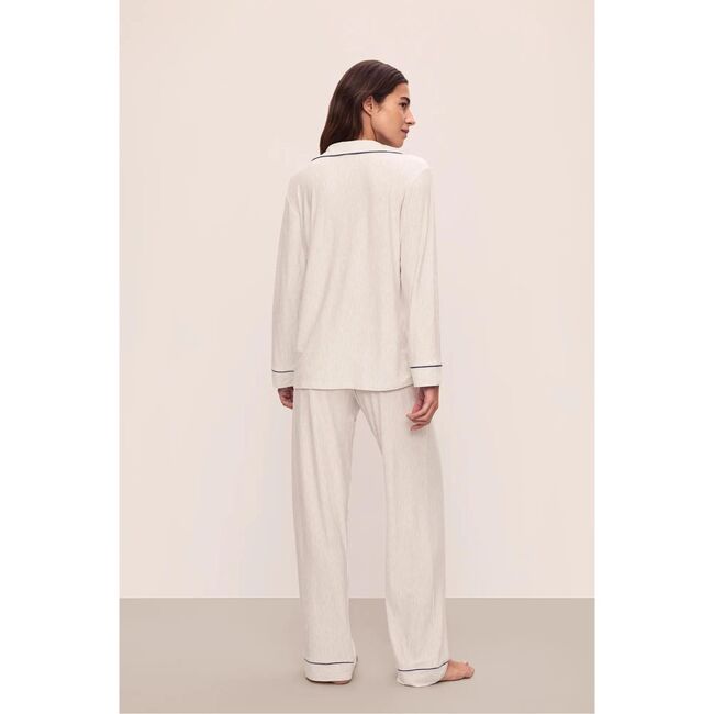 Gisele Printed TENCEL Modal Long PJ Set, HERITAGE STRIPE LT HEATHER GREY/PEPPERCORN - Pajamas - 4