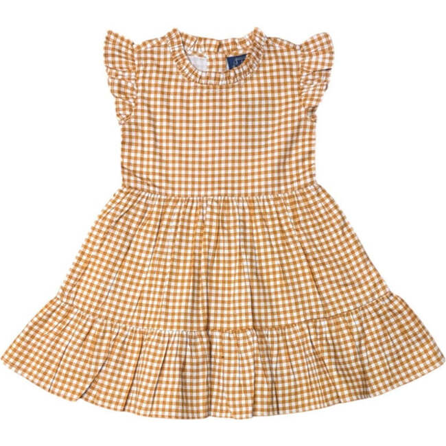 Orange Gingham Ruffle Dress