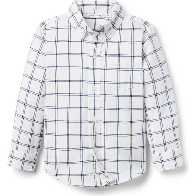 Tattersall Flannel Shirt, White