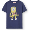 Lion Kid T-Shirt, Deep Blue - T-Shirts - 1 - thumbnail