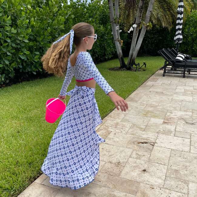 Girls Wrap Skirt, Santorini - Skirts - 5