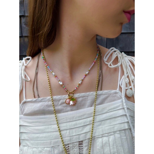 Beaded Pearl Floral Heart Necklace - Necklaces - 2