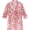Women's Silk Banana Leaf Robe, Pink - Robes - 1 - thumbnail