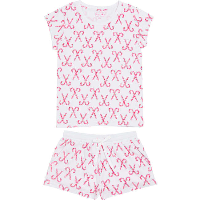 Women's Candy Cane Shirt & Boxer Set, Red