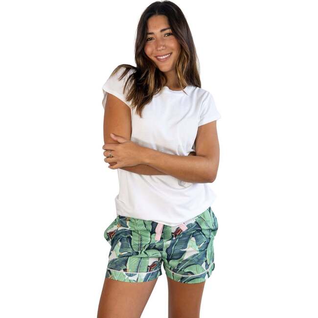 Women's Green Martinique Banana Leaf Boxer Shorts - Pajamas - 2