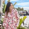 Women's Pink Martinique Banana Leaf Boxer Shorts - Pajamas - 3