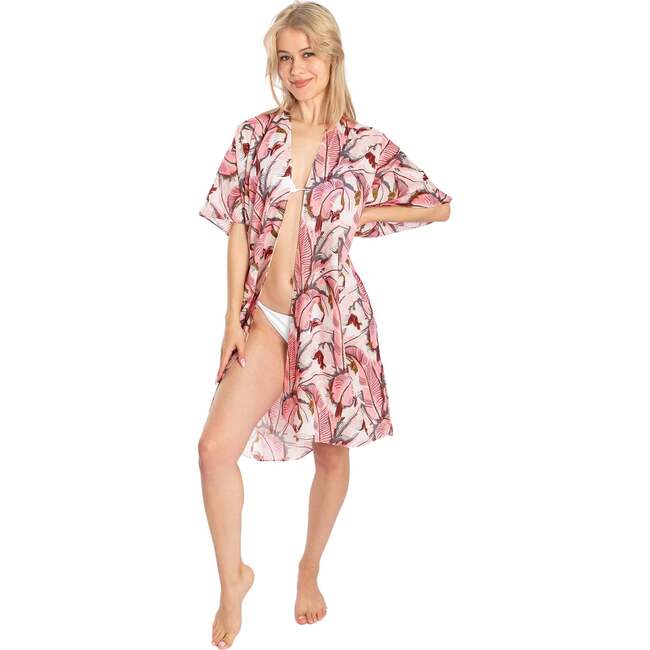 Women's Martinique Banana Leaf Cover Up, Pink - Cover-Ups - 2