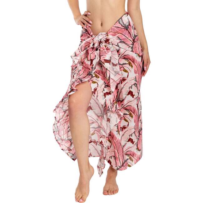 Women's Martinique Banana Leaf Sarong, Pink - Cover-Ups - 2