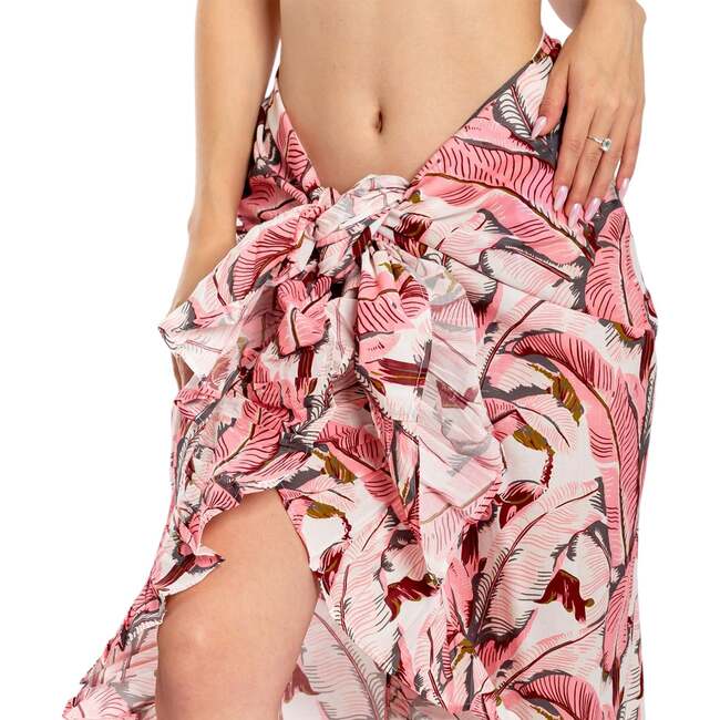 Women's Martinique Banana Leaf Sarong, Pink - Cover-Ups - 3