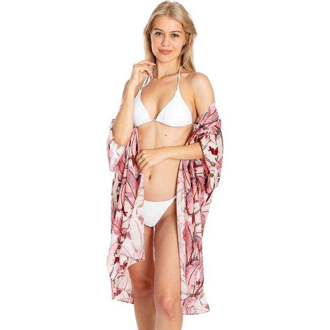 Women's Martinique Banana Leaf Cover Up, Pink - Cover-Ups - 4
