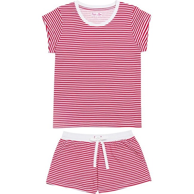 Women's Red Stripe Jersey Short PJ Set