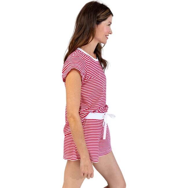 Women's Red Stripe Jersey Short PJ Set - Pajamas - 4