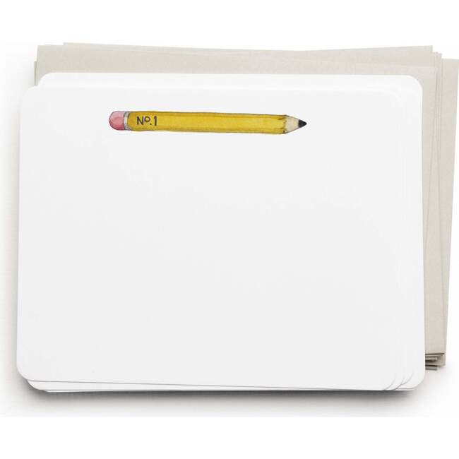 Set of 8 Flat Notecards, Pencil