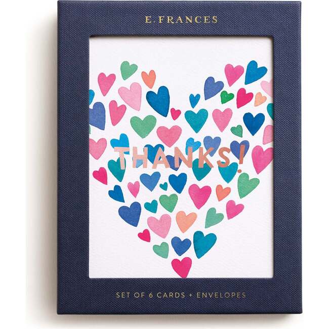 Boxed Set of 6, Big Navy Many Hearts Thank You