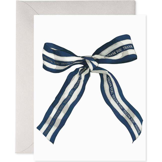 Boxed Set of 6, Big Navy Striped Bow Thank You - Paper Goods - 2