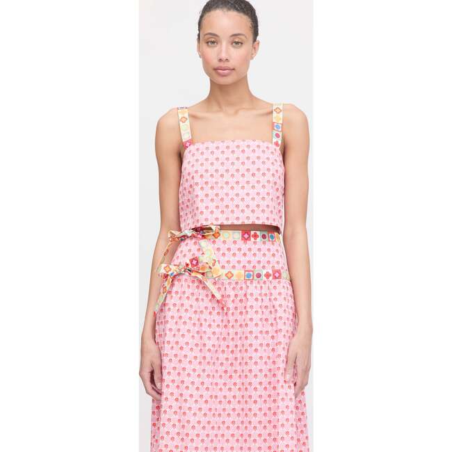 The Clara Crop Top, Pink Cala Check - Tank Tops - 2