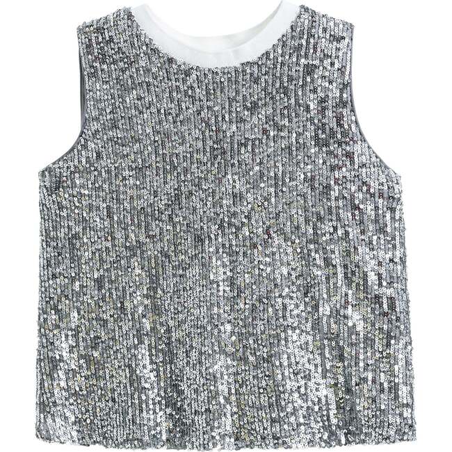 Sequin Sleeveless Shorts Set, Silver - Mixed Apparel Set - 2