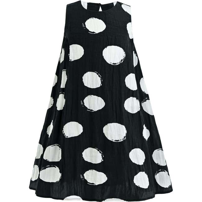 Polka Dot Sleeveless Dress, Black
