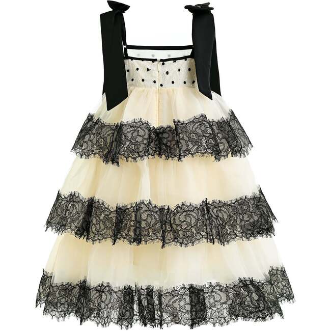 Polka Dot Sleeveless Bow Dress, Ivory - Dresses - 3