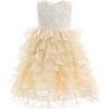 Leah Layered Tulle Dress, Gold - Dresses - 1 - thumbnail