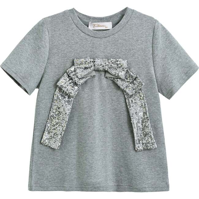 Sequin Bow T-shirt & Skirt Set, Silver - Mixed Apparel Set - 4