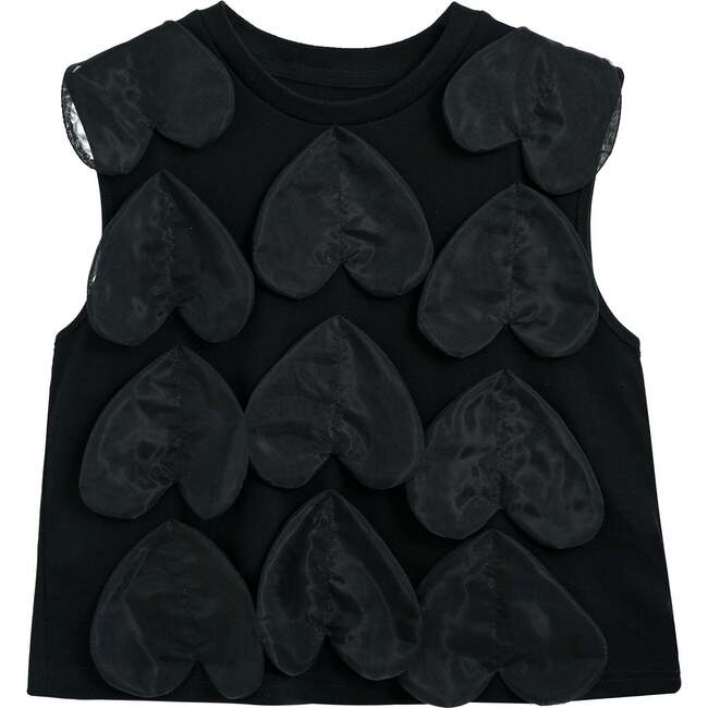 Hearts Sleeveless Shorts Set, Black - Mixed Apparel Set - 2