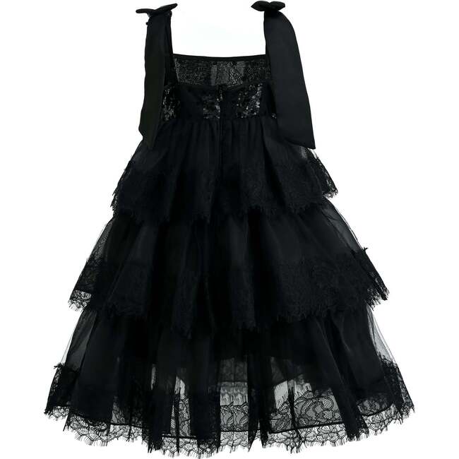 Ruffle Sleeveless Bow Dress, Black - Dresses - 3