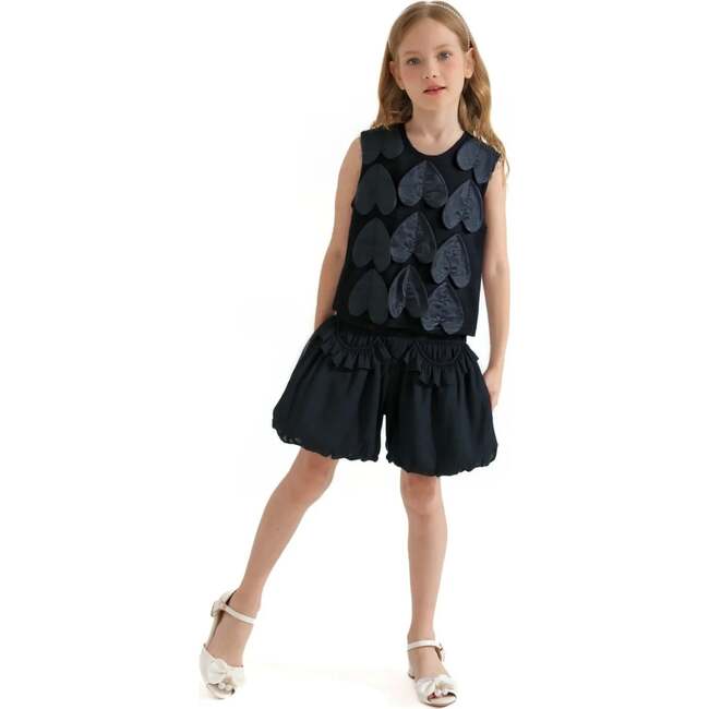 Hearts Sleeveless Shorts Set, Black - Mixed Apparel Set - 4