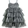 Layered Tulle Sequin Sleeveless Dress, Grey - Dresses - 3