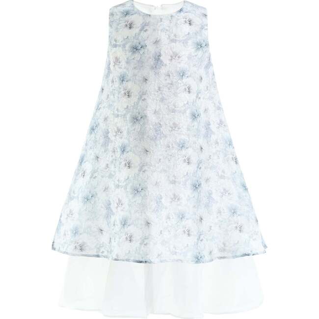 Floral Sleeveless Layered Dress, Blue