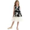 Floral Tulle Sleeveless Dress, Black - Dresses - 4