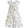 Floral Short Sleeve Dress, Ivory - Dresses - 1 - thumbnail