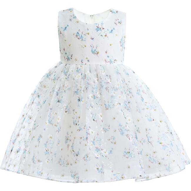 Floral Print Bow Dress, Blue