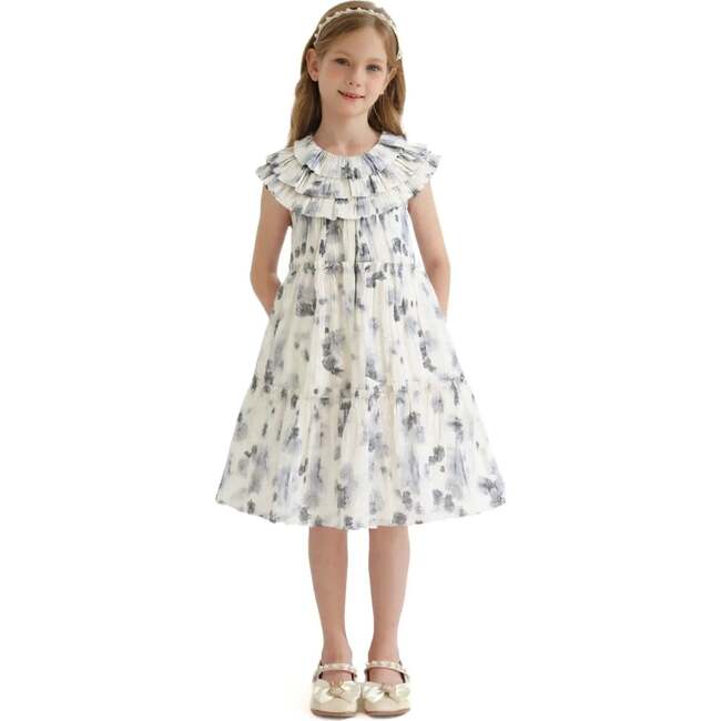 Floral Short Sleeve Dress, Ivory - Dresses - 2