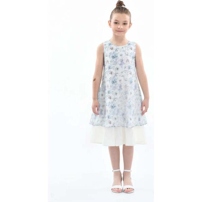 Floral Sleeveless Layered Dress, Blue - Dresses - 2
