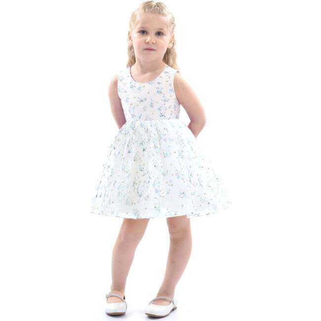 Floral Print Bow Dress, Blue - Dresses - 2