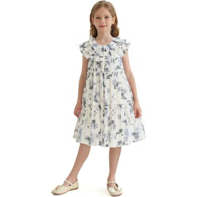 Floral Short Sleeve Dress, Ivory - Dresses - 4