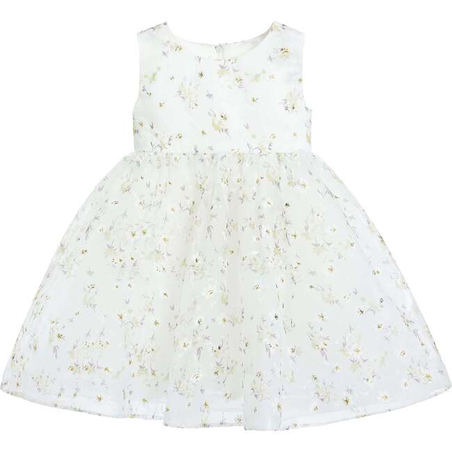 Floral Patterned Bow Dress, Ivory