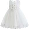 Embroidered Blooming Bow Dress, White - Dresses - 1 - thumbnail