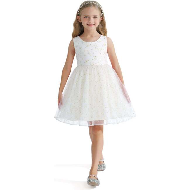 Floral Patterned Bow Dress, Ivory - Dresses - 2