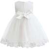 Embroidered Blooming Bow Dress, White - Dresses - 3