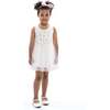 Embroidered Blooming Bow Dress, White - Dresses - 4