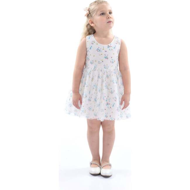Floral Print Bow Dress, Blue - Dresses - 4