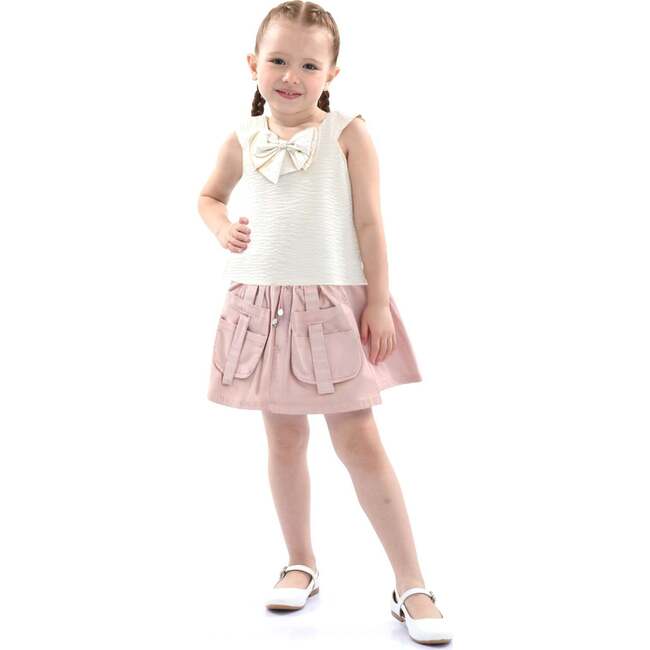 Strap Bow Shorts Set, Ivory Pink - Mixed Apparel Set - 2