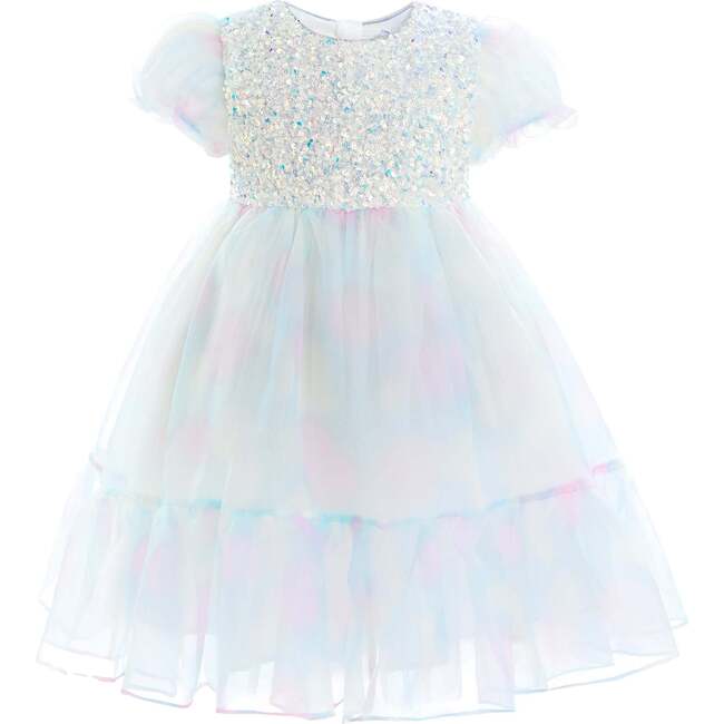 Sequin Color Bloom Dress, Blue