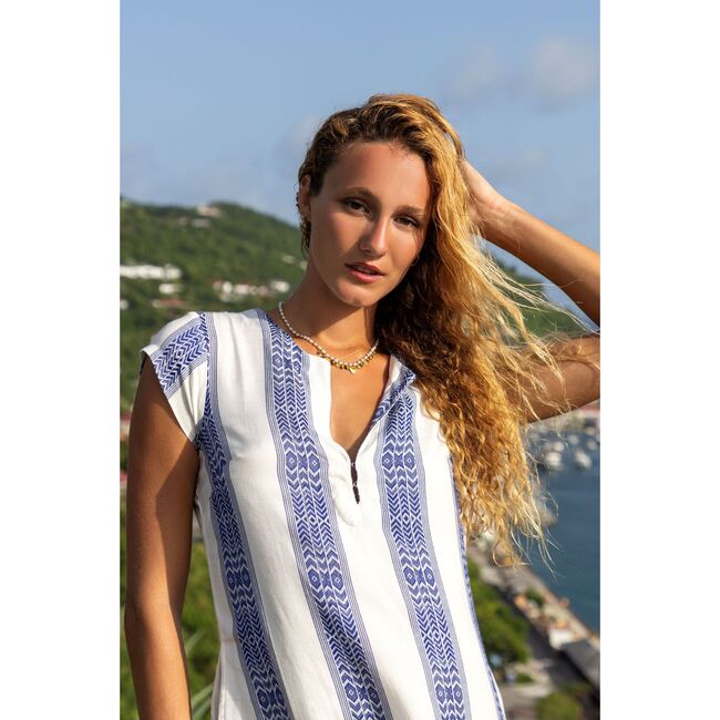 Noa Women's Maxi Caftan Navy Stripe - Dresses - 3